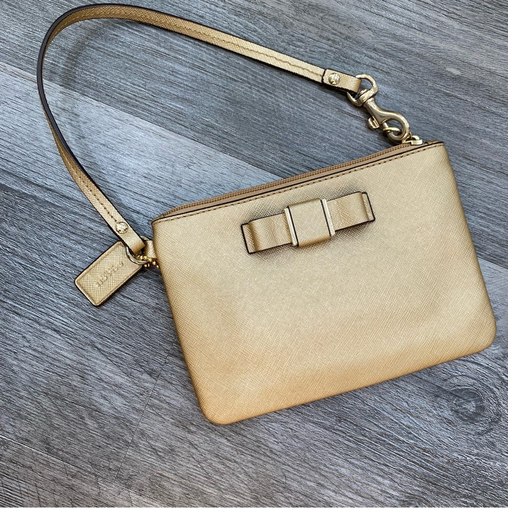 144 Gold COACH bow Wristlet coin card pouch